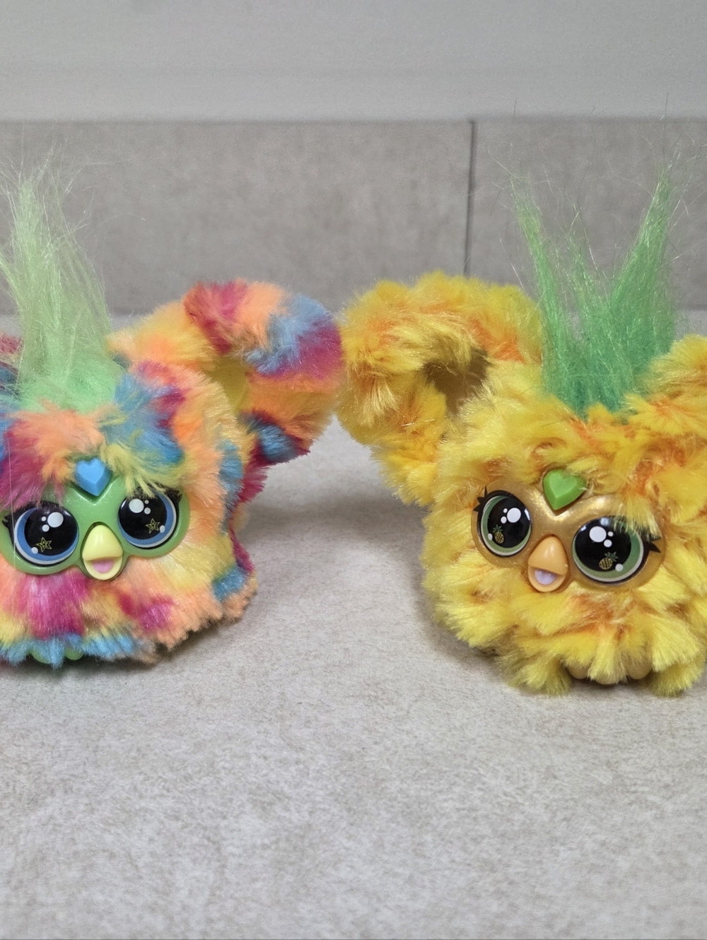 Lot Of 2 Hasbro Furby Furblets Mini Electronic Fuzzy Toys "Pix-Elle & Hoo-Lah"